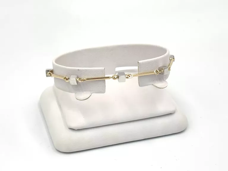 ZŁOTA BRANSOLETKA Z KOSTKAMI Z BIAŁEGO ZŁOTA 585 4,32G 18,5CM