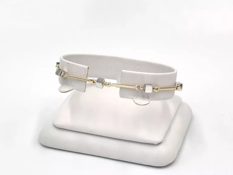 ZŁOTA BRANSOLETKA Z KOSTKAMI Z BIAŁEGO ZŁOTA 585 4,32G 18,5CM