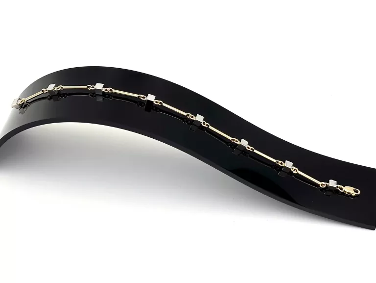ZŁOTA BRANSOLETKA Z KOSTKAMI Z BIAŁEGO ZŁOTA 585 4,32G 18,5CM