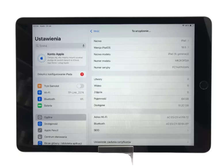 TABLET IPAD 9 GEN 64GB + ETUI + PUDEŁKO