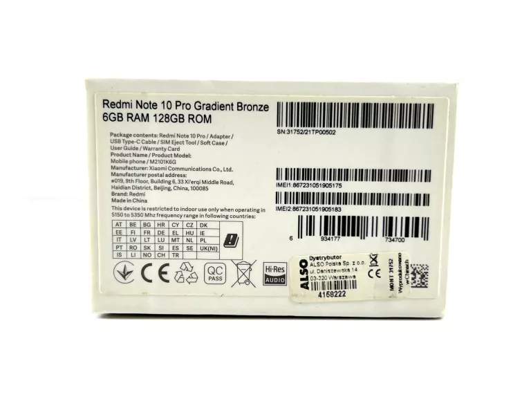 TELEFON XIAOMI REDMI NOTE 10 PRO 6 GB / 128 GB BRĄZOWY