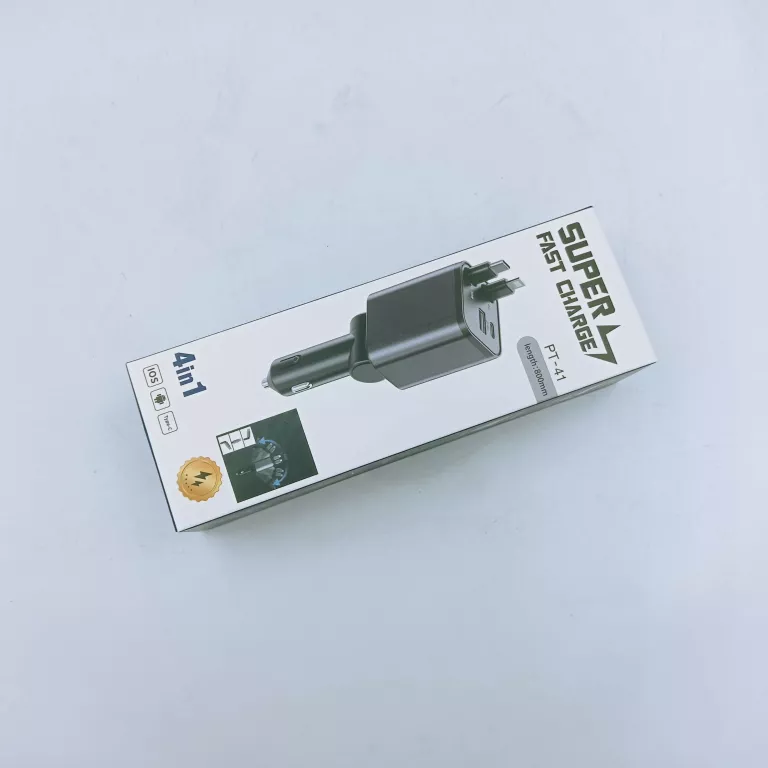 ŁADOWARKA SAMOCHODOWA 4W1 USB C PRZEBUG ZWIJAK 120W SZYBKIE ŁADOWANIE KABE