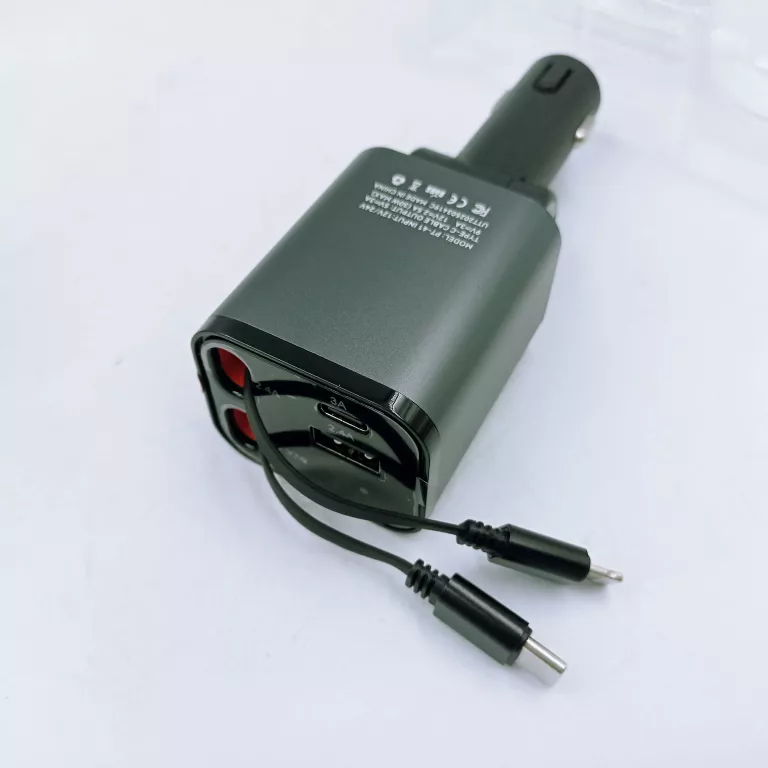 ŁADOWARKA SAMOCHODOWA 4W1 USB C PRZEBUG ZWIJAK 120W SZYBKIE ŁADOWANIE KABE