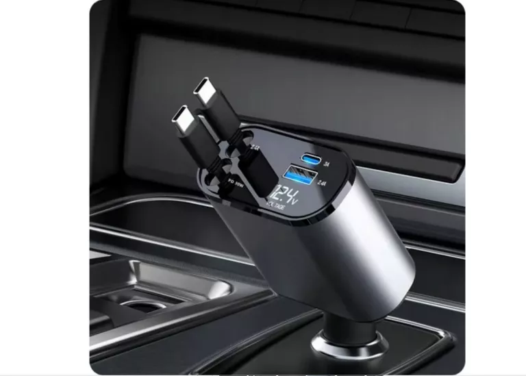 ŁADOWARKA SAMOCHODOWA 4W1 USB C PRZEBUG ZWIJAK 120W SZYBKIE ŁADOWANIE KABE