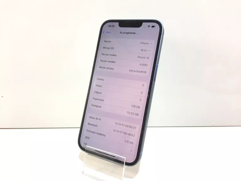 SMARTFON APPLE IPHONE 14 6 GB / 128 GB 5G NIEBIESKI K. BAT. 84 %