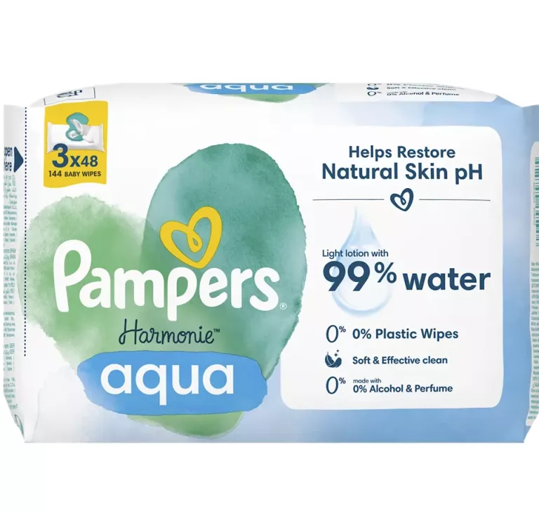 PAMPERS HARMONIE AQUA CHUSTECZKI NAWILŻANE DLA DZIECI 3SZT = 144 CHUSTECZE