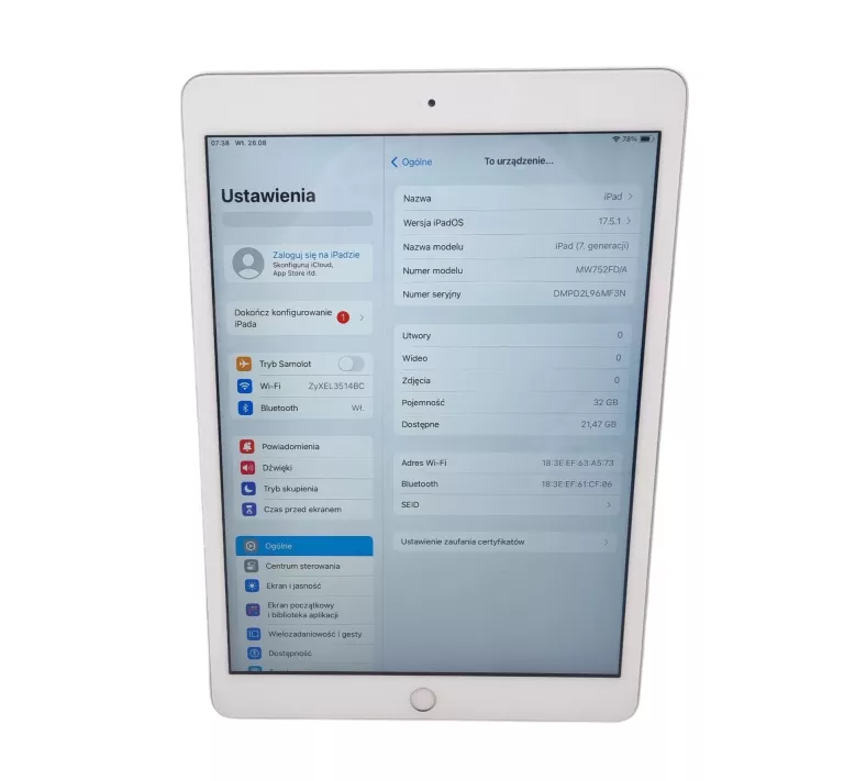 TABLET APPLE IPAD (7TH GEN) 10,2" 3 GB / 32 GB SREBRNY