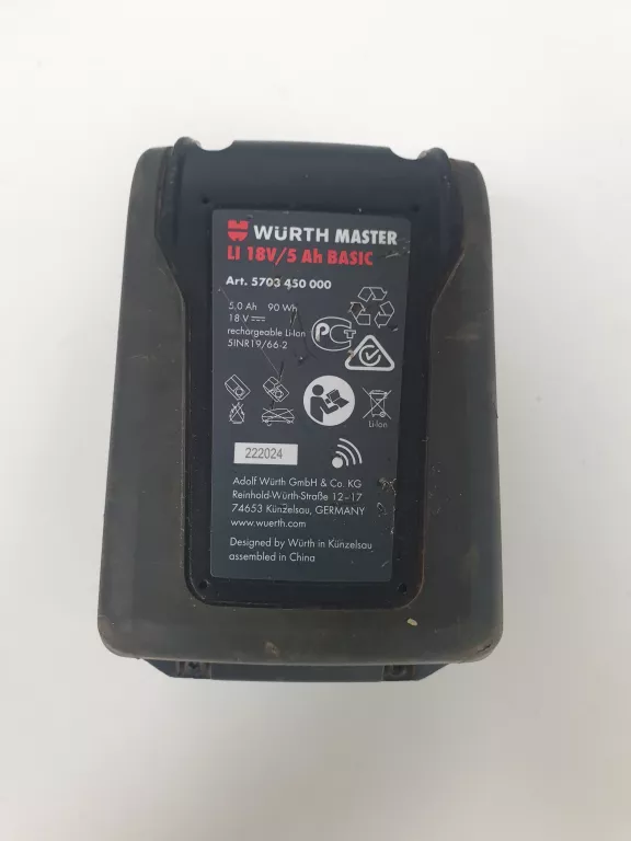 AKUMULATOR WURTH 5703450000 LI 18V/5AH BASIC