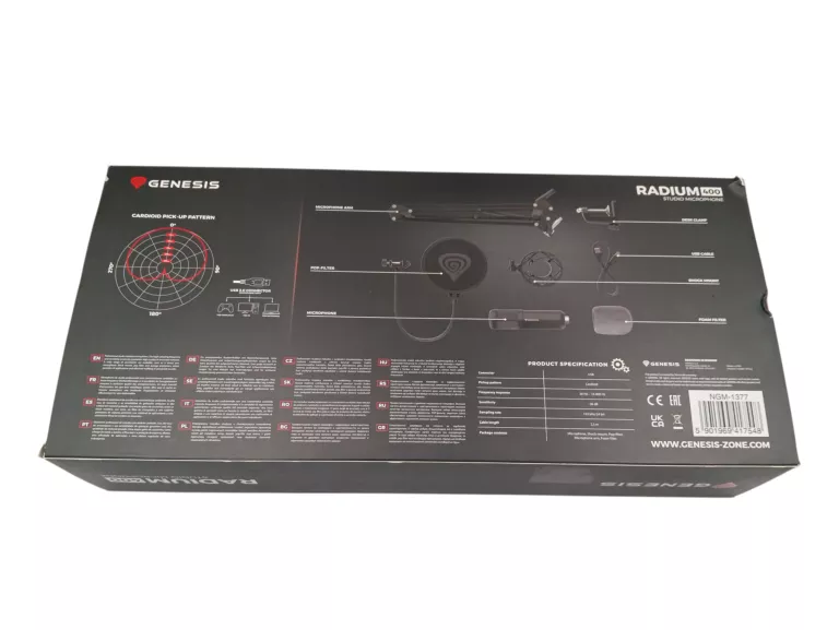 MIKROFON PRZEWODOWY STUDYJNY GENESIS RADIUM 400 USB STREAMING CZARNY #IGŁA