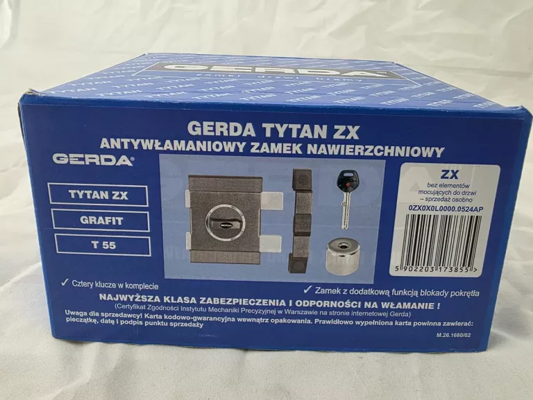 ANTYWŁAMANIOWY ZAMEK NAWIERZCHNIOWY GERDA TYTAN ZX T 55