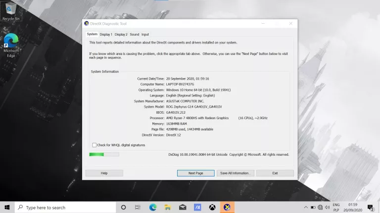 LAPTOP ASUS ROG ZEPHYRUS G14 14" R7-4800HS 16GB RAM 512GB SSD RTX 2060