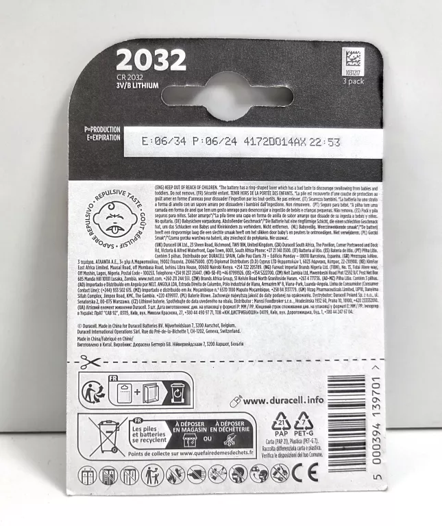 BATERIA LITOWA DURACELL CR2032 3SZT