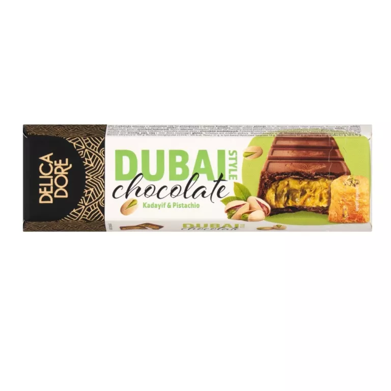 DELICADORE 70G CZEKOLADA DUBAJSKA DUBAI Z PISTACJAMI I KADAYIF