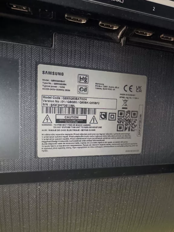 TELEWIZOR QLED SAMSUNG QE65Q80BAT 65" 4K UHD SMART TV DVB-T 2