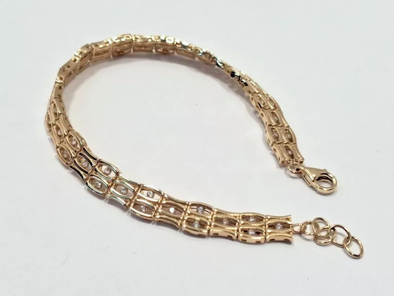 CIEKAWA ZŁOTA BRANSOLETKA Z CYRKONIAMI 7,35G 19 CM