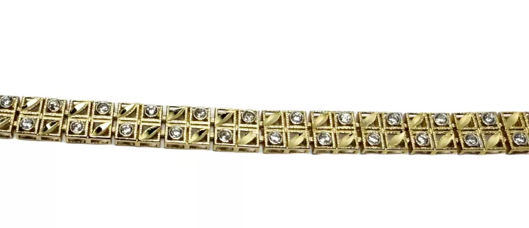 ŚLICZNA BRANSOLETKA KWADRATY Z CYRKONIAMI PR585 14K 4,89G DŁ.19CM SZER.5MM