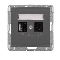 GNIAZDO POLMARK VERONA BAZALT USB A+C