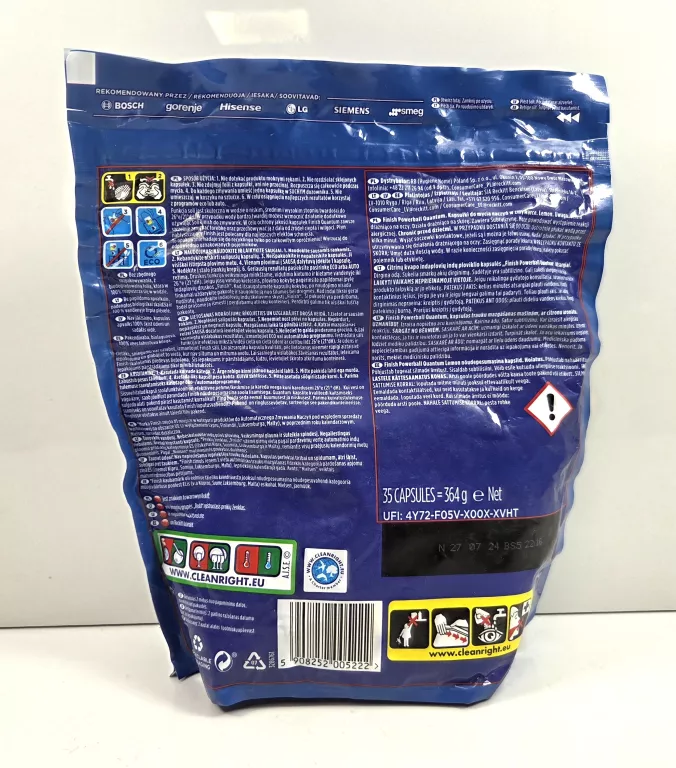 FINISH QUANTUM LEMON KAPSUŁKI DO ZMYWAREK 364 G (35 SZTUK)
