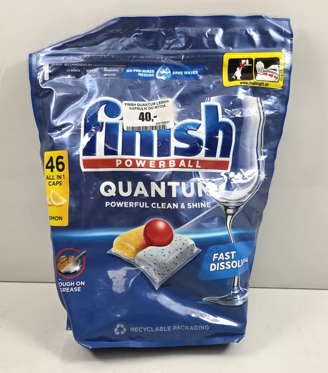 FINISH QUANTUM LEMON KAPSUŁKI DO MYCIA NACZYŃ W ZMYWARCE 478,4 G (46 SZTUK