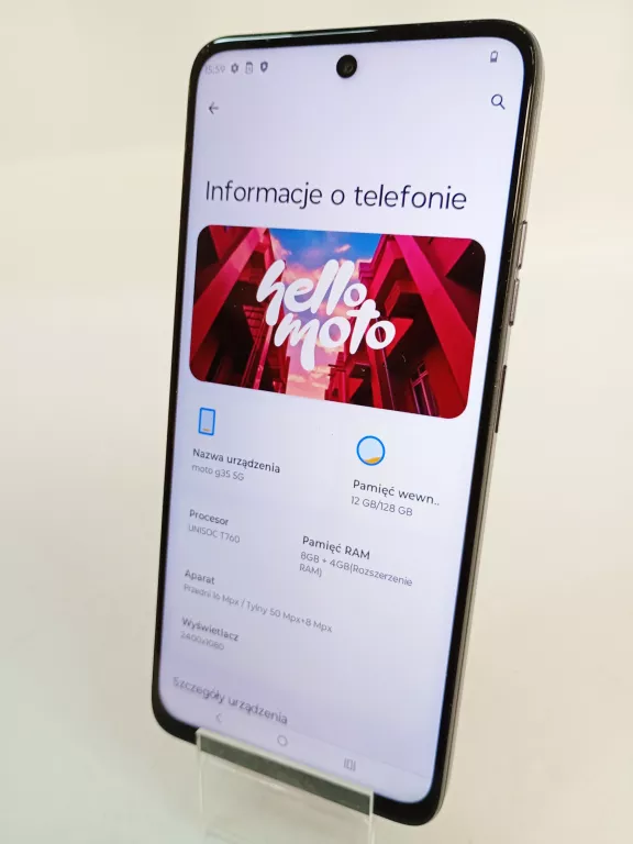 SMARTFON MOTOROLA MOTO G35 8 GB / 128 GB 5G SZARY @@NA CZĘŚCI@@