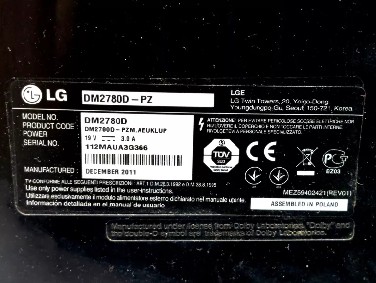 TELEWIZOR MONITOR LG 27" DM2780D