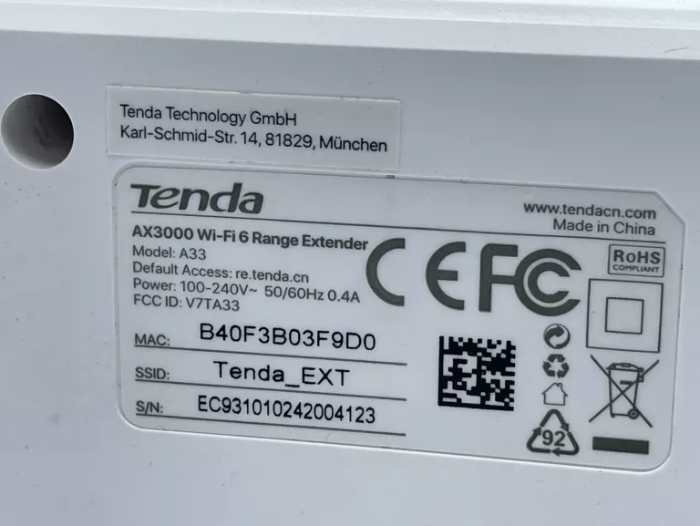 WZMACNIACZ SYGNAŁU TENDA A33 AX3000 WI-FI 6