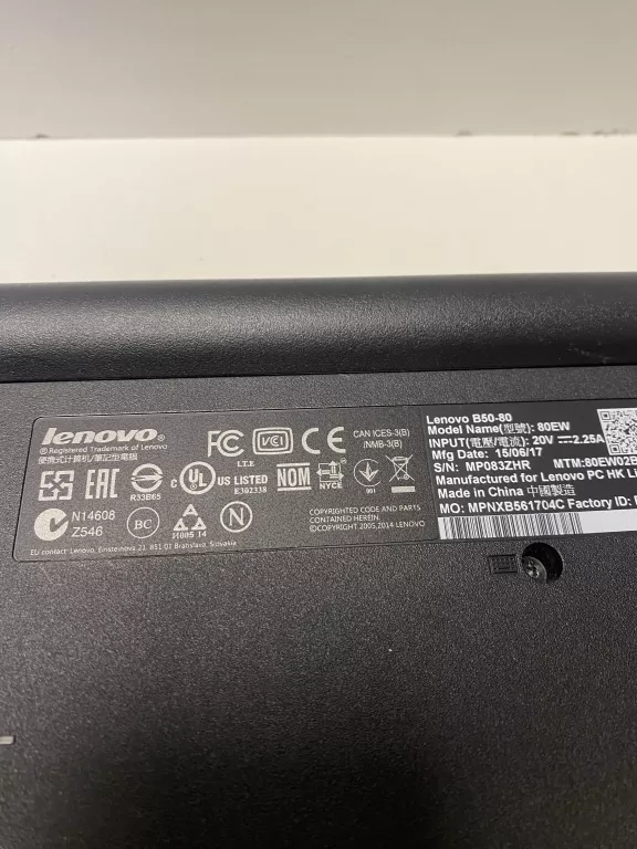 LAPTOP LENOVO B50-80 I5 8GB RAM 1TB HDD OPIS