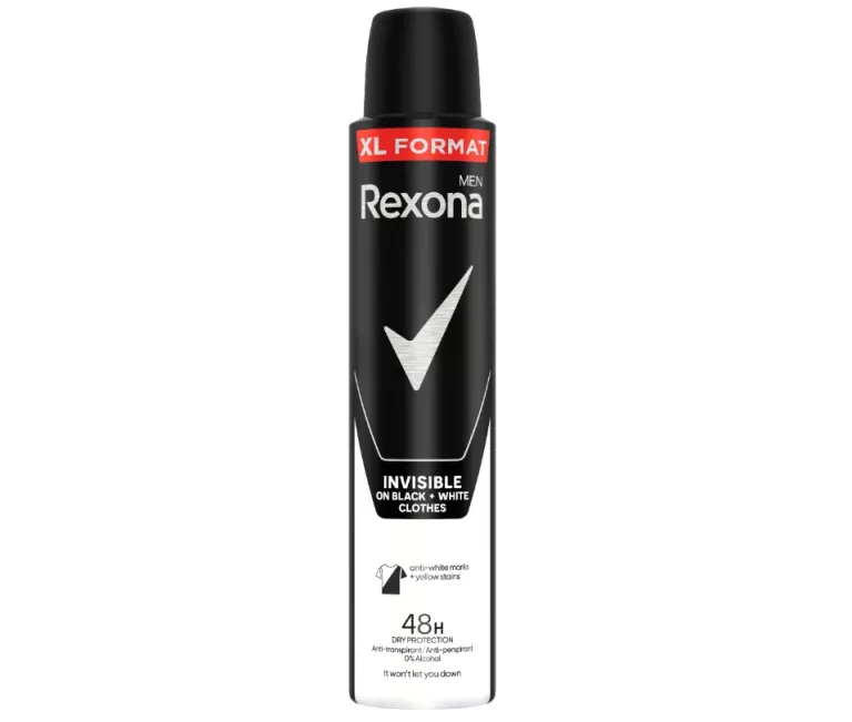 REXONA MEN INVISIBLE BLACK&WHITE ANTYPERSPIRANT W SPRAYU 200 ML