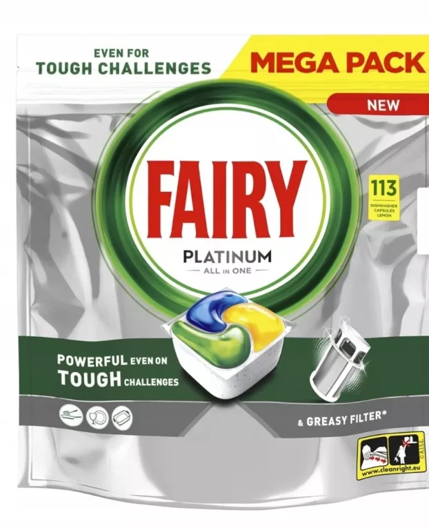 KAPSUŁKI DO ZMYWARKI FAIRY PLATINUM ALL IN ONE LEMON 113 SZT