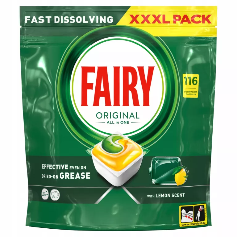 FAIRY ORIGINAL ALL IN ONE TABLETKI DO ZMYWARKI DO ZMYWANIA LEMON 116 SZTUK