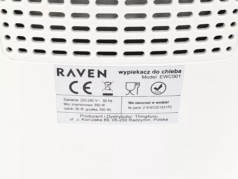 WYPIEKACZ DO CHLEBA RAVEN EWC001