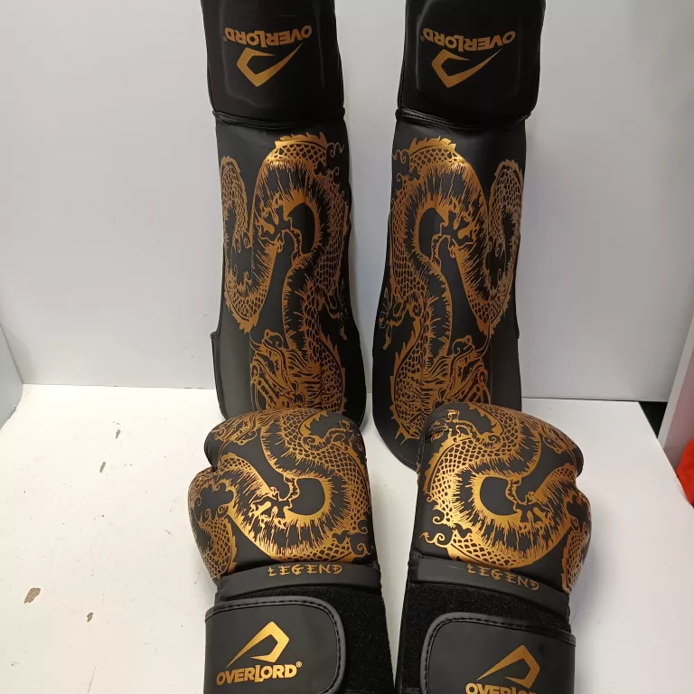 ZESTAW LEGEND GOLD OVERLORD RĘKAWICE ROZMIAR 12 OZ I OCHRANIACZE ROZMIAR M
