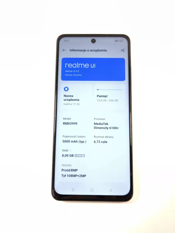 TELEFON REALME 12 5G 8/256GB, KABEL USB