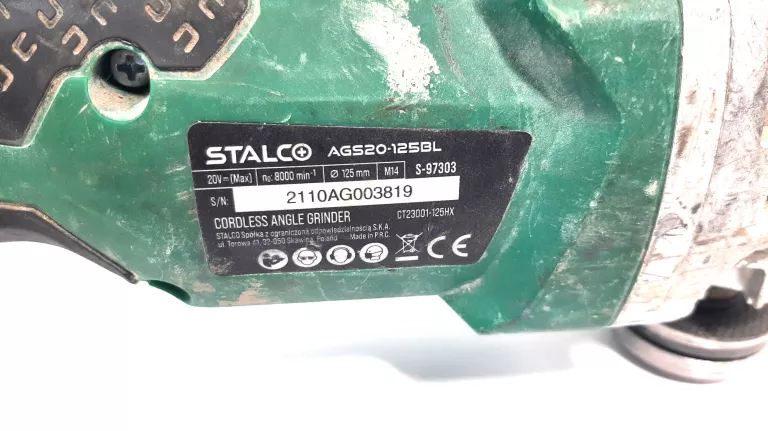 SZLIFIERKA KĄTOWA AKUMULATOROWA AGS20-125BL STALCO