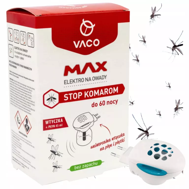 VACO MAX ELEKTRO NA OWADY STOP KOMAROM + PŁYN 45ML. DO 60 NOCY