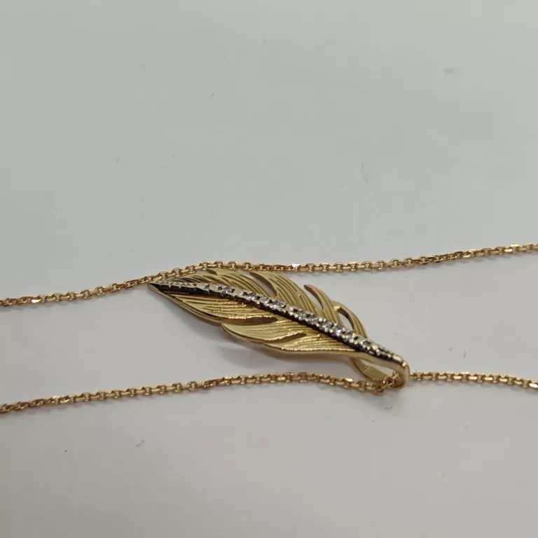 PIĘKNY ZŁOTY ŁAŃCUSZEK Z ZAWIESZKĄ LISTEK 2,24G 585 40CM