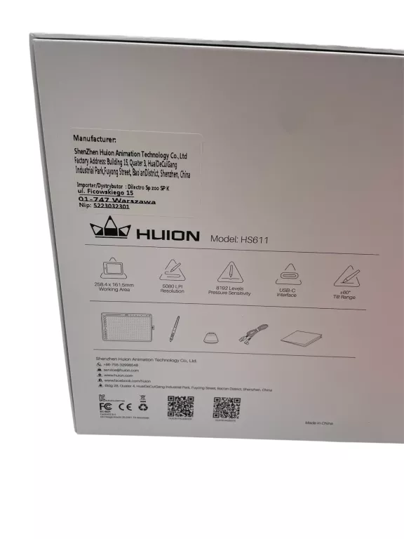TABLET GRAFICZNY HUION HS611 RED / STAN BDB