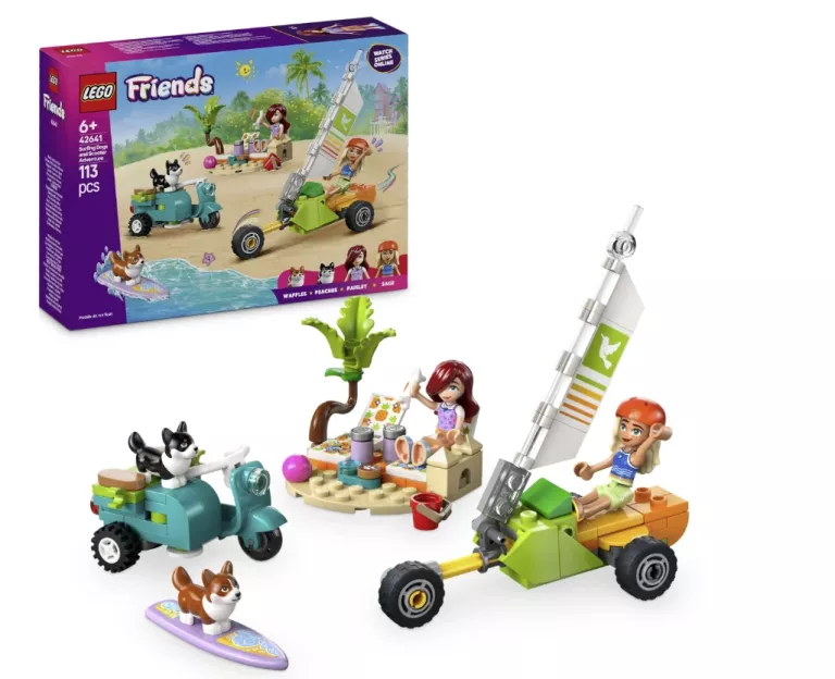 LEGO FRIENDS 42641 PRZYGODA Z SURFUJĄCYMI PSAMI I SKUTEREM