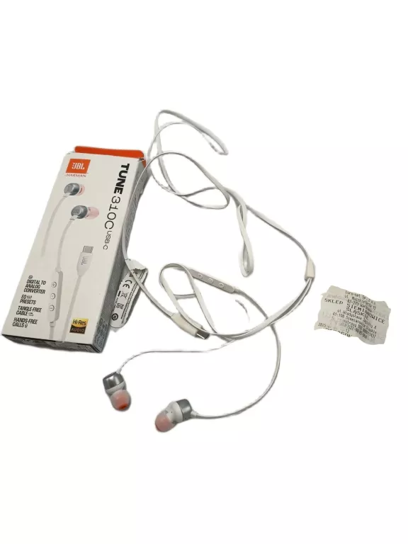 SŁUCHAWKI DOKANAŁOWE JBL TUNE 310 USB-C BIAŁY GWARANCJA
