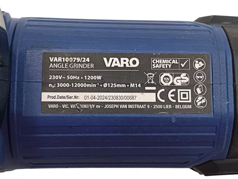 SZLIFIERKA KĄTOWA PRZEWODOWA VARO VAR10079 1200 W 125MM