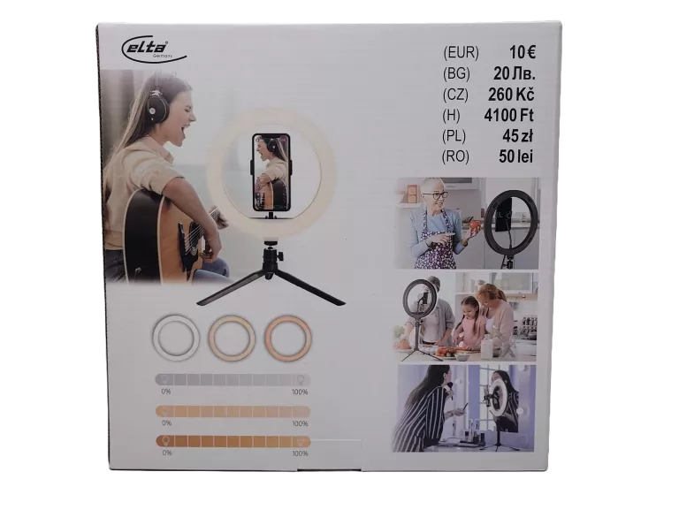 LAMPA RING PIERŚCIEŃ DO SELFIE ELTA 10W KOMPLET