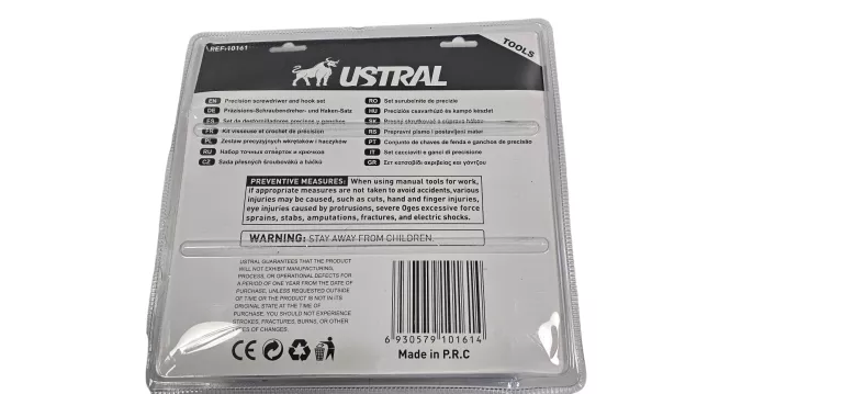 ZESTAW PRECYZYJNYCH SRUBOKRĘTÓW I HACZYKÓW USTRAL 8EL