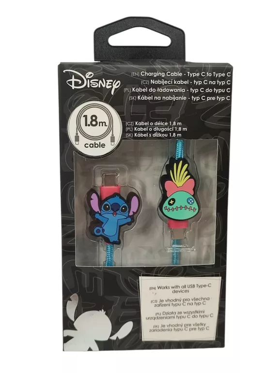 KABEL DO ŁADOWANIA USB-C DO USB-C LILO I STICH 180 CM - SZYBKIE ŁADOWANIE
