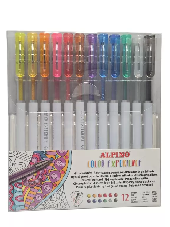 DŁUGOPISY ŻELOWE Z BROKATEM ALPINO COLOR EXPERIENCE (12SZT)