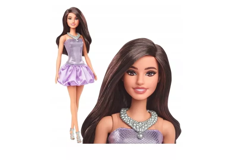 BARBIE. HYT92 FASHIONISTAS. BRĄZOWE WLOSY I CEKINOWA SUKIENKA BARBIE