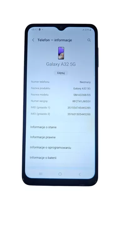 SAMSUNG GALAXY A32 5G 4/64 GB DUALSIM SZARY