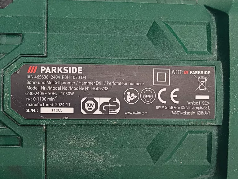 MŁOTOWIERTARKA Z UDAREM 1050W PARKSIDE PBH 1050 D4 + WALIZKA + WIERTŁA