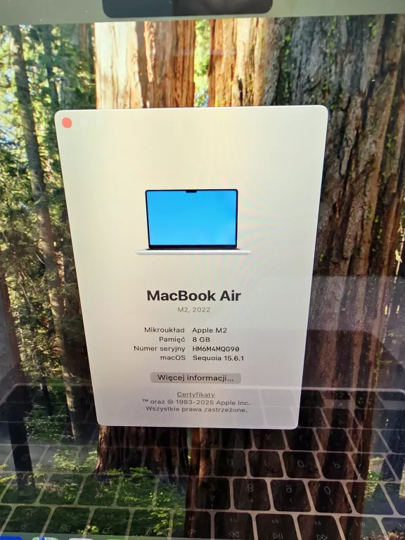 LAPTOP APPLE MACBOOK AIR 2022 M2 A2681 8/256GB
