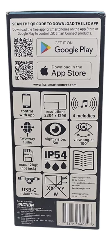 WIDEOWIZJER DOMOFON LSC SMART CONNECT VIDEO DOORBELL