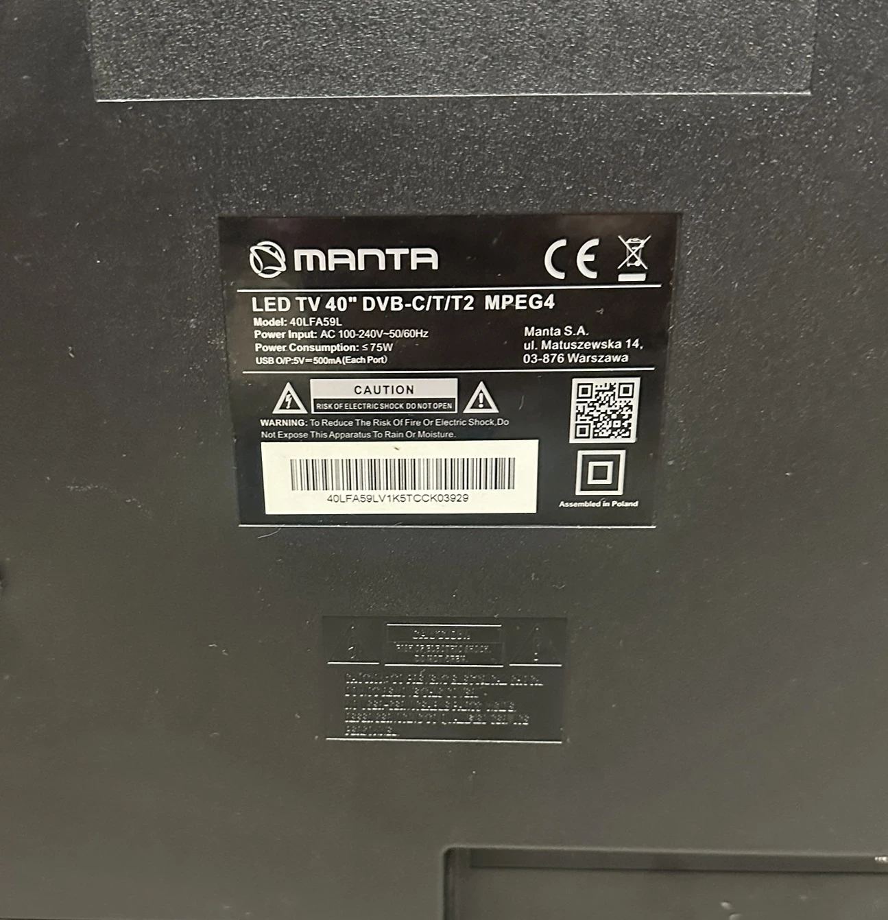 telewizor-manta-40lfa59l-super-stan-odbior-osobisty-typ-telewizora-211486-250142